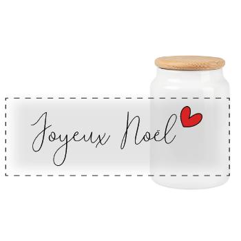 NOËL. MERRY CHRISTMAS. SAPIN. BONNE ANNEE - Boîte à biscuits avec couvercle en bois - blanc - Devant