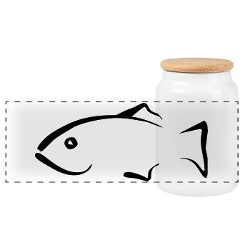 Fisch - Panorama Keksdose mit Holzdeckel - Weiß - Vorne