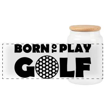 Born to play Golf - Panoramic Cookie Jar with Wooden Lid - white - Front