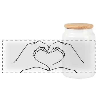 hearthands BFF Freunde Herz Hände Liebe Symbol - Panorama Keksdose mit Holzdeckel - Weiß - Vorne