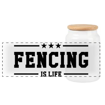Fencing is life - Panorama Keksdose mit Holzdeckel - Weiß - Vorne