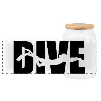 Dive - Panoramic Cookie Jar with Wooden Lid - white - Front