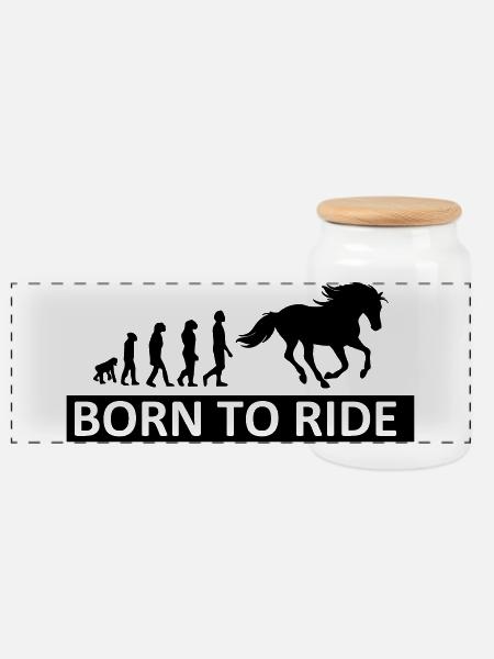 Horses, horse, riding, pony, cowboy, trot, Gallop - Panoramic Cookie Jar with Wooden Lid - white