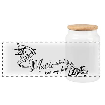 Music was my first love Melodie Schlager Musik - Panorama Keksdose mit Holzdeckel - Weiß - Vorne