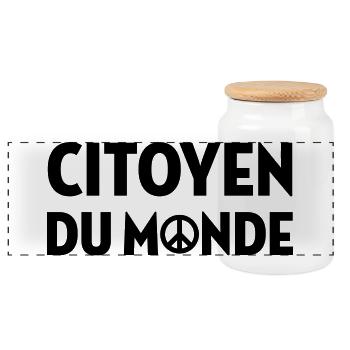 revolution / paix / peuple / voyage / écolo / - Boîte à biscuits avec couvercle en bois - blanc - Devant