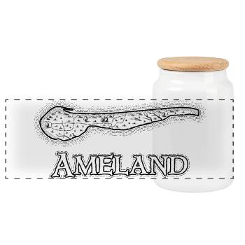 Ameland | Carte antique | Carte au trésor - Boîte à biscuits avec couvercle en bois - blanc - Devant