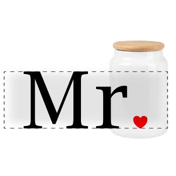 Mr T-Shirt Wedding Gift Husband Groom Her - Panoramic Cookie Jar with Wooden Lid - white - Front
