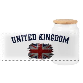 United kingdom flag - Panoramic Cookie Jar with Wooden Lid - white - Front