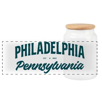 Philadelphia Script Pennsylvanie - Boîte à biscuits avec couvercle en bois - blanc - Devant