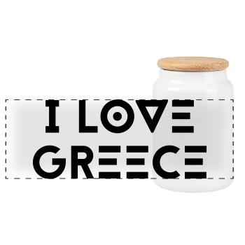 I LOVE GREECE - Panoramic Cookie Jar with Wooden Lid - white - Front