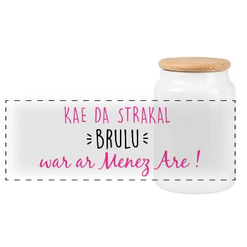Bretagne - Kae da strakal brulu... - Boîte à biscuits avec couvercle en bois - blanc - Devant