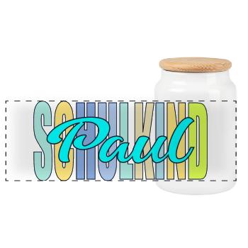 EINSCHULUNG SCHULKIND JUNGENNAME PAUL - Panorama Keksdose mit Holzdeckel - Weiß - Vorne