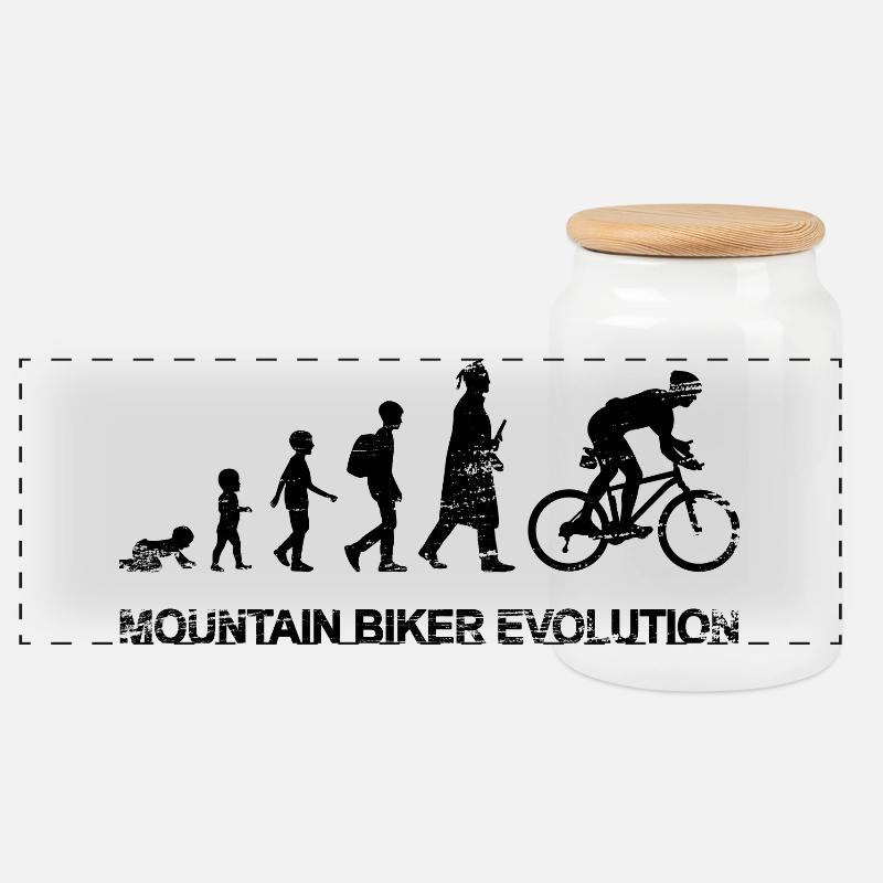 Entwicklung eines Mountainbikers - Panorama Keksdose mit Holzdeckel - Weiß