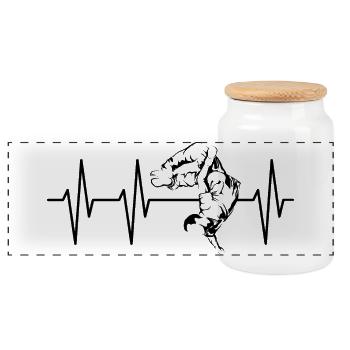Entraînement au thème du battement de cœur du Parkour Backflip Pulse - Boîte à biscuits avec couvercle en bois - blanc - Devant