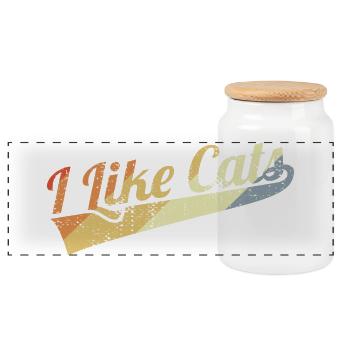 J’aime les chats - Boîte à biscuits avec couvercle en bois - blanc - Devant