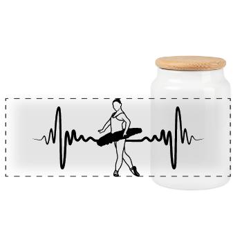 Ballet Girl - Panoramic Cookie Jar with Wooden Lid - white - Front