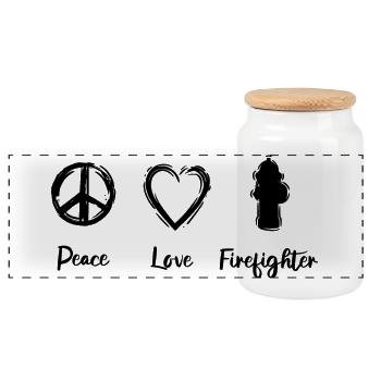 Feuerwehr Liebe - Panorama Keksdose mit Holzdeckel - Weiß - Vorne
