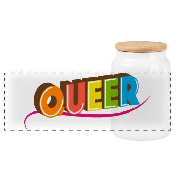 Queer Typo für Pride-Monat Gleiche Rechte LGBTQ - Panorama Keksdose mit Holzdeckel - Weiß - Vorne