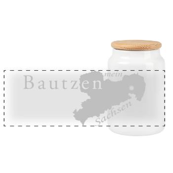 Bautzen - Mein Sachsen - Heimatstadt - Panorama Keksdose mit Holzdeckel - Weiß - Vorne