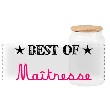 MISTRESS. THANK YOU. THANK YOU MISTRESS. GIFT - Panoramic Cookie Jar with Wooden Lid - white - Front