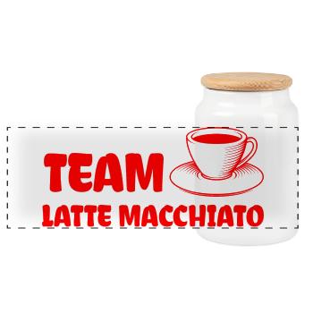 Team Latte macchiato Conception de café cool. - Boîte à biscuits avec couvercle en bois - blanc - Devant