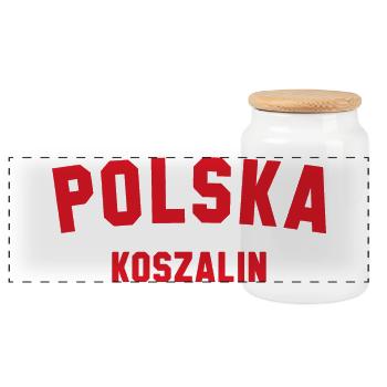 KOSZALIN Polska Poland - Panoramic Cookie Jar with Wooden Lid - white - Front
