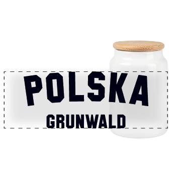 GRUNWALD Polska Poland - Panoramic Cookie Jar with Wooden Lid - white - Front