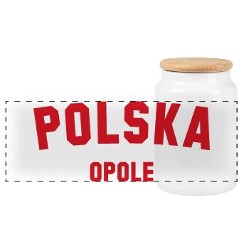 OPOLE Polska Poland - Panoramic Cookie Jar with Wooden Lid - white - Front