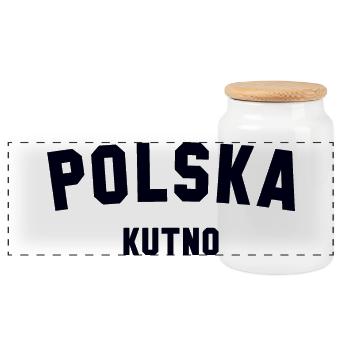 KUTNO Polska Poland - Panoramic Cookie Jar with Wooden Lid - white - Front