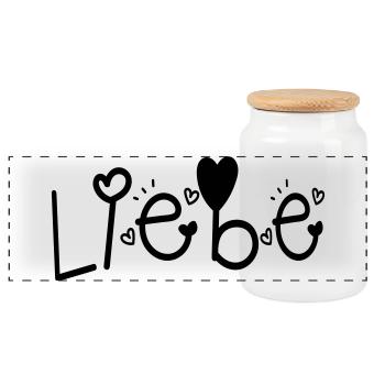 LIEBE VALENTINSTAG - Panorama Keksdose mit Holzdeckel - Weiß - Vorne