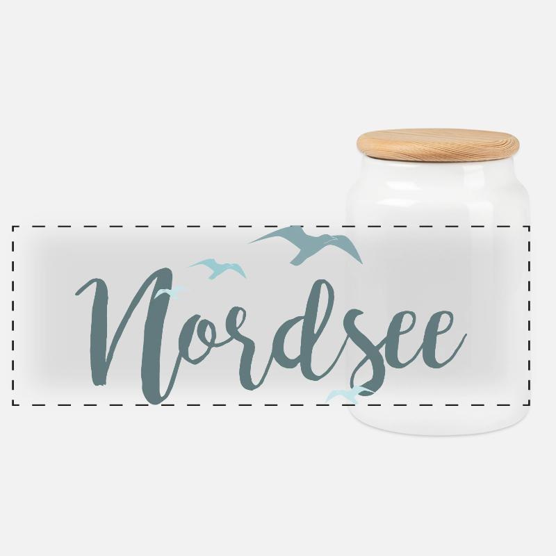 Vögel im Flug Wassermotiv Design - Panorama Keksdose mit Holzdeckel - Weiß