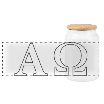 Alpha Omega Minimal Line Art - Boîte à biscuits avec couvercle en bois - blanc - Devant