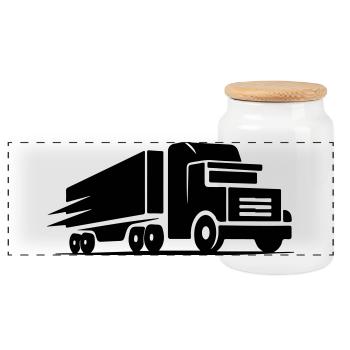 Logo du camion - Boîte à biscuits avec couvercle en bois - blanc - Devant