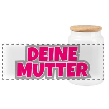 Deine Mutter - der Klassiker zum anziehen. - Panorama Keksdose mit Holzdeckel - Weiß - Vorne