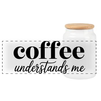 Le café me comprend Citation amusante d’amateur de café - Boîte à biscuits avec couvercle en bois - blanc - Devant