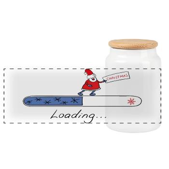 Christmas Loading - Panorama Keksdose mit Holzdeckel - Weiß - Vorne