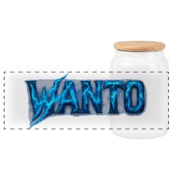 Wanto Blitz Design – Energetic Look - Panoramic Cookie Jar with Wooden Lid - white - Front