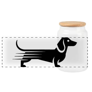 Dachshund - Cool Pet Logo - Panoramic Cookie Jar with Wooden Lid - white - Front