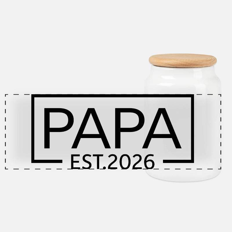 Papa Est. 2026 Vater seit 2026 Werdender Papa 2026 - Panorama Keksdose mit Holzdeckel - Weiß
