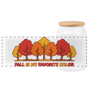 Autumn is my favorite color Autumn love - Panoramic Cookie Jar with Wooden Lid - white - Front