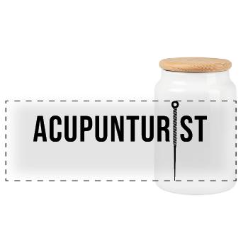 Akupunkteur, professionell lizenzierte TCM-Praxis - Panorama Keksdose mit Holzdeckel - Weiß - Vorne