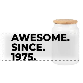 Awesome since 1975 | Birthday | Gift - Panoramic Cookie Jar with Wooden Lid - white - Front
