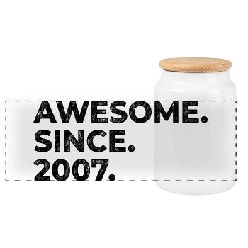 Awesome since 2007 | Birthday | Gift - Panoramic Cookie Jar with Wooden Lid - white - Front