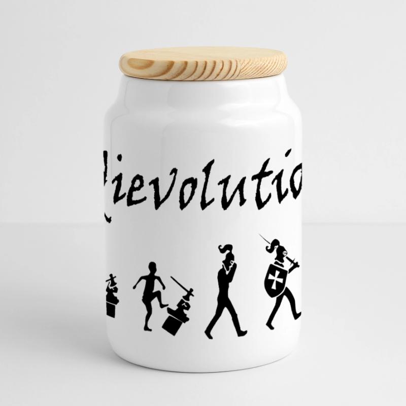 Medievolution – Medieval Evolution Panoramic Cookie Jar with Wooden Lid