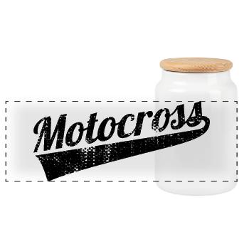Motocross - Panoramic Cookie Jar with Wooden Lid - white - Front