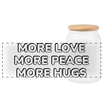 Mehr Love Peace Hugs Typografie - Panorama Keksdose mit Holzdeckel - Weiß - Vorne
