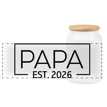 Papa Est. 2026 Père depuis 2026 Futur papa 2026 - Boîte à biscuits avec couvercle en bois - blanc - Devant