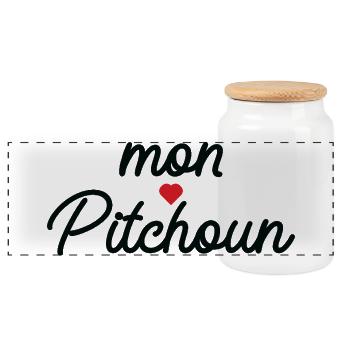 Mein Pitchoun-Herz - Panorama Keksdose mit Holzdeckel - Weiß - Vorne