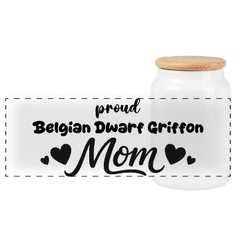 Mère griffon fière, griffon nain belge - Boîte à biscuits avec couvercle en bois - blanc - Devant