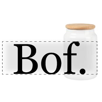 "Bof." T-shirt – minimalist French humor - Panoramic Cookie Jar with Wooden Lid - white - Front